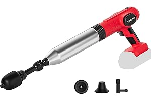 DINFTIN Cordless Electric Toilet Plunger Pro Compatible for Milwaukee M18 Li-ion Battery (Battery Not Included) - Heavy Duty Unclogger with High Pressure & 3 Interchangeable Heads for Toilets, Sinks, Bathtubs