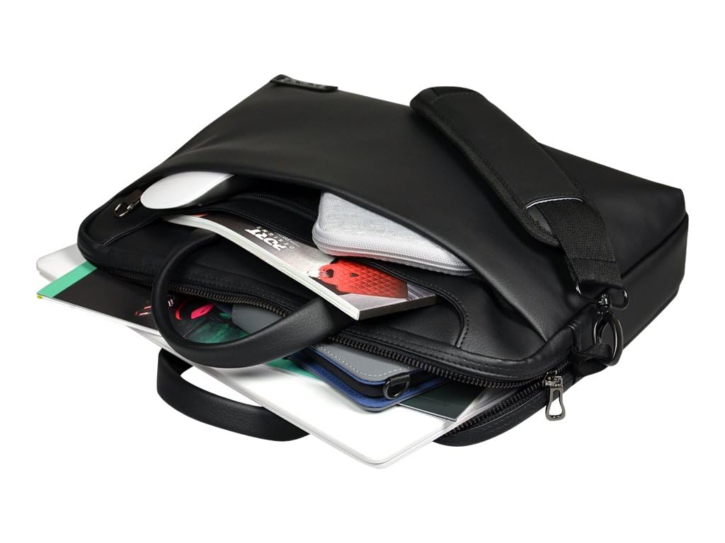 Port Designs Zurich Top Loading Padded Case Shoulder Bag for 14/15.6-Inch Laptops, Black