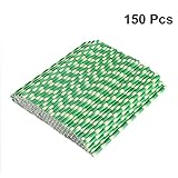 BESTOMZ 150pcs Biodegradable Paper Straws Bamboo Drinking Straws for Party Drinks Decoration