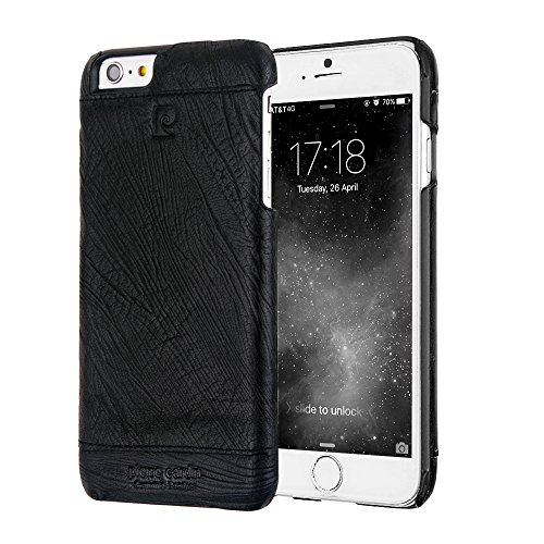 Pierre Cardin Slim Fit Cow Leather Snap On Hard Back Case for iPhone 6 / 6S - Black