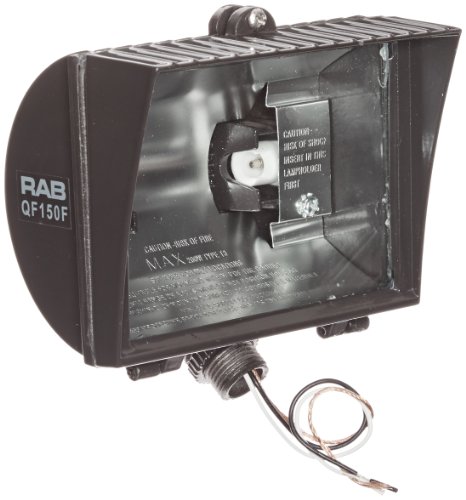 RAB Lighting QF150F Quartz Curve Floodlight, Aluminum, 150W Power, 2800 Lumens, 120V, Bronze Color