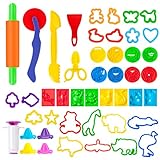 Pandapia 47-Piece Dough Tools Bulk with Play Accessories Molds Scissor,Party Pack Playset for Toddler Preschool Toys Classroom