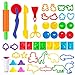 Pandapia 47-Piece Dough Tools Bulk with Play Accessories Molds Scissor,Party Pack Playset for Toddler Preschool Toys Classroom primary
