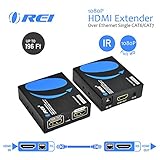 HDMI Extender Over Single CAT6A/CAT7 Cable Full HD 1080P Uncompressed Signal with IR Remote - Up to 196 Ft - Loop Out Function