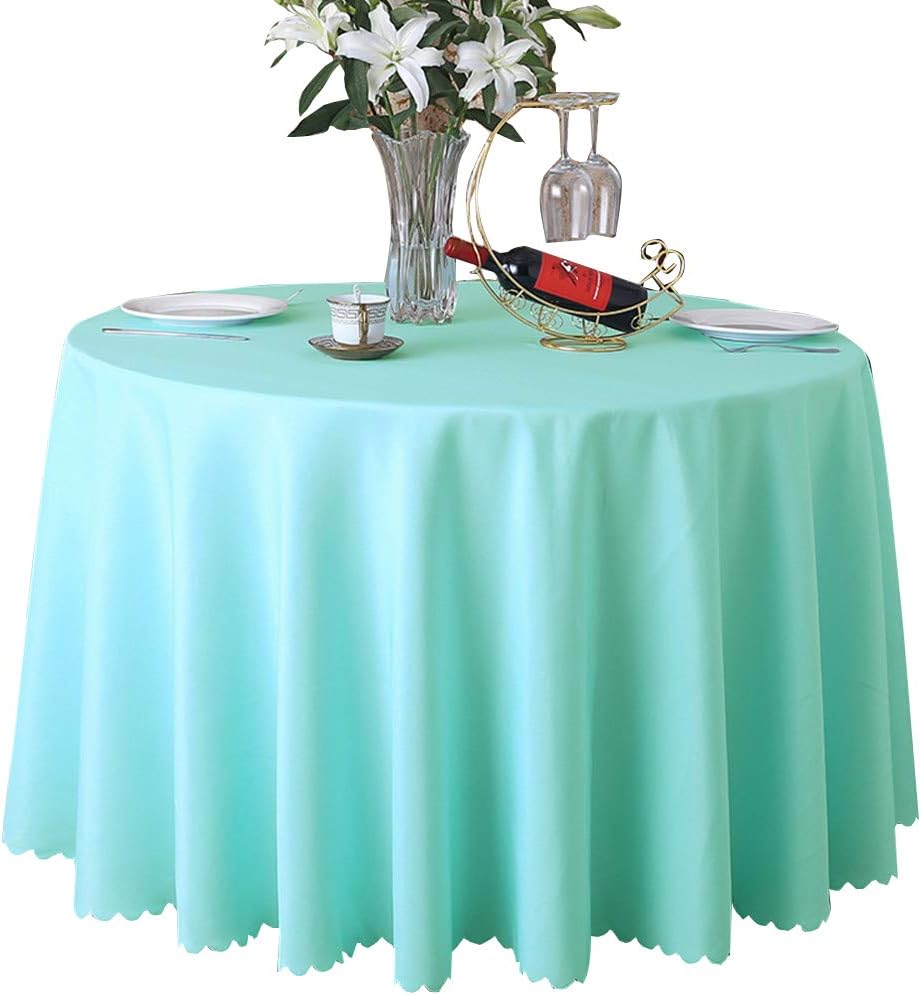 Round Tablecloth 70 Inches Circular Table Cover Polyester Machine Washable Circle Table Cloth for Buffet Table Wedding Parties Banquet Dinning Room (Tiffany Blue, 70 inch-Round)