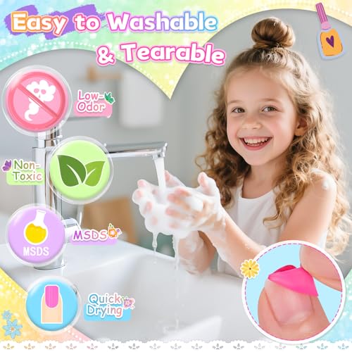 Kids Nail Polish Sets, Gifts for 6 7 8 9 10 Year Old Girl, Birthday Presents Girls Toys Age 5-12, Peel Off Nails Varnish Set Kids With Nail Dryer