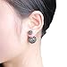 SheLian Vintage Front Back Womens Double Side Round Ball Stud Earrings(Antique Silver Tone)