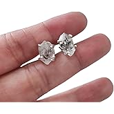 Rough Herkimer Diamond Stud Earring, Natural Herkimer Diamond Earring, Birthstone, Womens Earring, 925 Sterling Silver, Christmas, Thanksgiving, Mens Studs Earring, Handmade Jewelry, Raw Studs Earring
