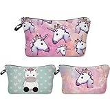 Deanfun 3pcs/set Super Funny 3D Printing women cosmetic bag Multifuncition Pencil Holder (unicorn)