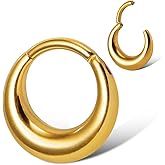 MOQIKAKA16G 8mm Septum Rings - Stainless Steel Segment Nose Rings for Women Men - Hinged Segment Nose Helix Cartilage Clicker Hoop Earrings for Daith Rook Tragus Piercing