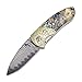 KUBEY Mini Handmade Abalone Damascus Steel Folding Pocket Knife