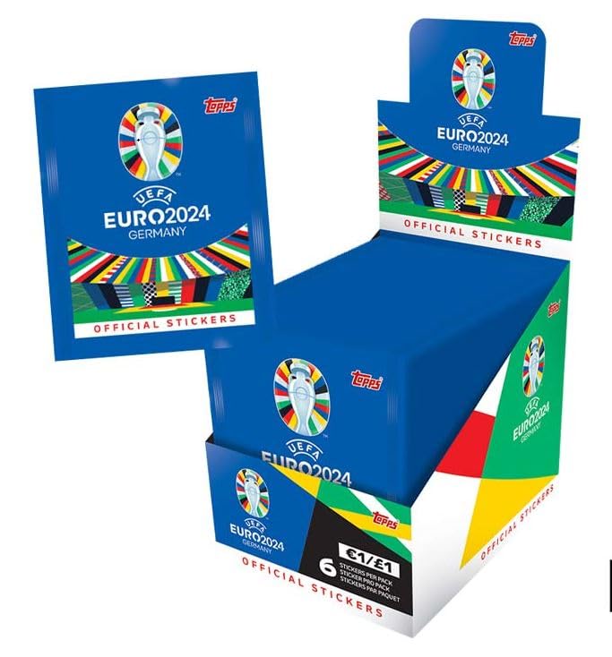 Topps Official Euro 2024 Sticker Collection - Full Box (100 Packages) 6 Stickers per Pack (600 Stickers)