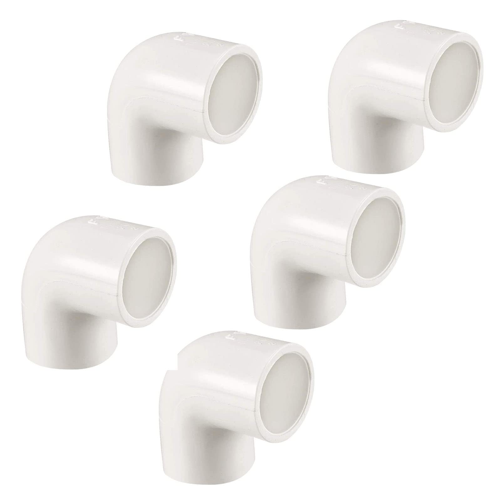 TOP-VIGOR 5pcs 20mm Slip 90 Degree PVC Pipe Fitting Elbow Coupling Connector, Water Pipe Slip Socket Connector for PVC Pipe Corner Connection