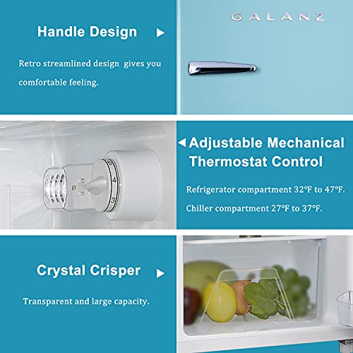 Galanz GLR35BEER Retro Compact Refrigerator, Single Door Fridge