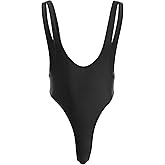 ABAFIP Men's Deep U Neck High Cut Dance Leotard Bodysuit Backless Solid/Snakeskin Wrestling Singlet Activewear Undershirt