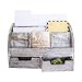 Rustic Wooden Desk Organizer for Home or Office - Mail Rack for Desktop, Tabletop, or Counter – Desk Supplies Organizer with 2 Drawers and 6 Compartments – Rustic White Workspace Organizer