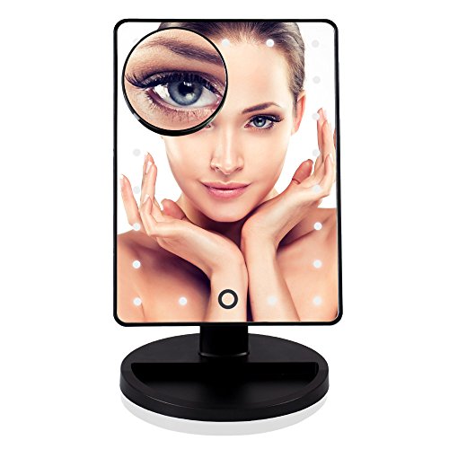 DreamGenius Makeup Mirror 21 LED Lighted Vanity Mirror with Detachable 10X Magnifying Spot Mirror