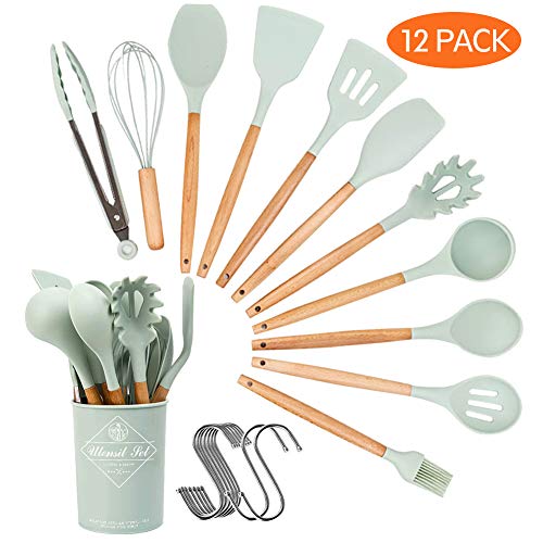 Silicone Kitchen Utensils Set, 12Pcs Cooking Utensils Set with Hook