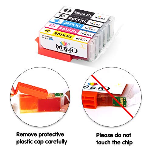 MSR Compatible Ink Cartridge Replacement for Canon PGI-280XXL CLI-281XXL PGI 280 XXL CLI 281 XXL for PIXMA TR7520 TR8520 TS6120 TS6220 TS8120 TS8220 TS9120 TS9520 TS9521C Printer (5 Pack)