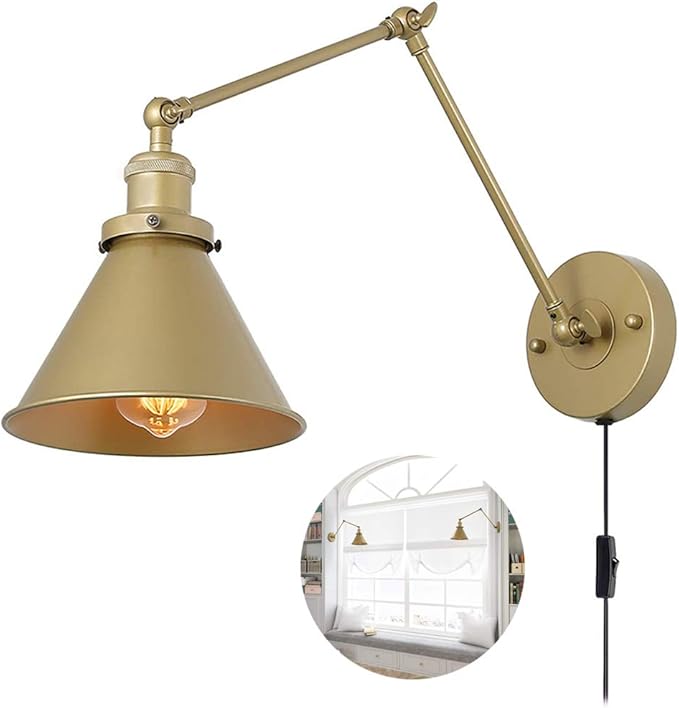 Indoor Industrial Wall Light with Switch and 59Inch Cable,Extendable
