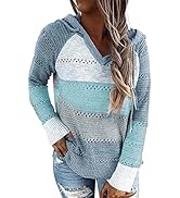 GOLDPKF Striped Color Block Hoodies for Womens Long Sleeve Pullover Sweatshirts
