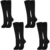 Tivi Tovo 4 Pairs Knee High Liner Socks for Women Men Hiking Ultra Lightweight Warm Cotton Socks Wicking Breathable for Adult
