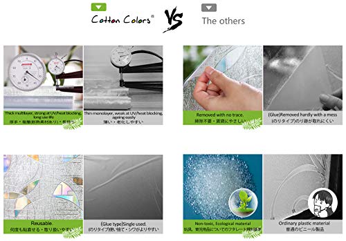 CottonColors Window Film 35.4x78.7 Inches 3D Ecology Non Toxic Static Decoration for UV Rejection Heat Control Energy Saving Privacy Glass Stickers