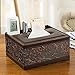Eonyea Rectangular Tissue Box Cover, ultifunction PU Leather Pen Pencil Remote Control Tissue Box Cover Holder Desk Storage Box Container for Home and Office Use (Brown 2)