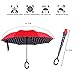 BAGAIL Double Layer Inverted Umbrellas Reverse Folding Umbrella Windproof UV Protection Big Straight Umbrella for Car Rain Outdoor with C-Shaped Handle (Red Blue Dot)