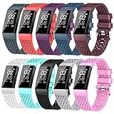 X4-Tech Compatible with Fitbit Charge 3 Bands Small Large for Women Men, Choose Color Soft Silicone Sports Replacement Accessory Band for Smartwatch Charge 3 Fitness Activity Tracker (10PCS-1, Small)