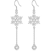 Christmas Snowflake Earrings Sterling Silver Snowflake Earrings for Women Winter White Snow Dangle Holiday Jewelry Gifts for Festival
