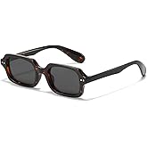 PORADAY Retro Rectangular Sunglasses for Women Men Vintage Small Square Frame Sun Glasses 90'S Style Trendy Narrow