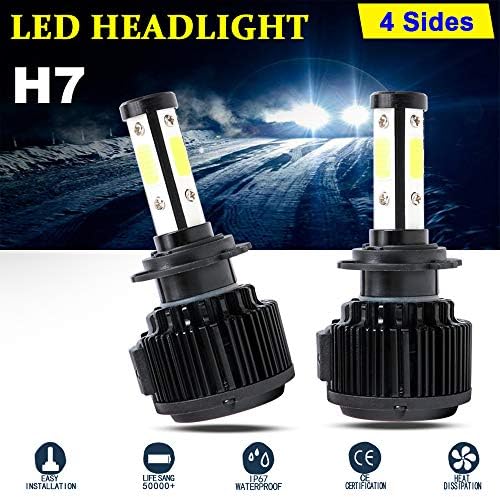 LED Headlight Bulbs H7 Conversion Kit 120W 6000K 32000LM High/Low Beam Bulb - Extremely Bright - 2 Pack - 2 Yr Warranty