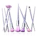 Zodaca [10 Pcs-Set] Professional Makeup Unicorn Brush Set with Spiral Handle & Rainbow Bristles - Including Foundation Blending Blush Concealer Eye Face Liquid Powder Cream Cosmetics Brushes Kit