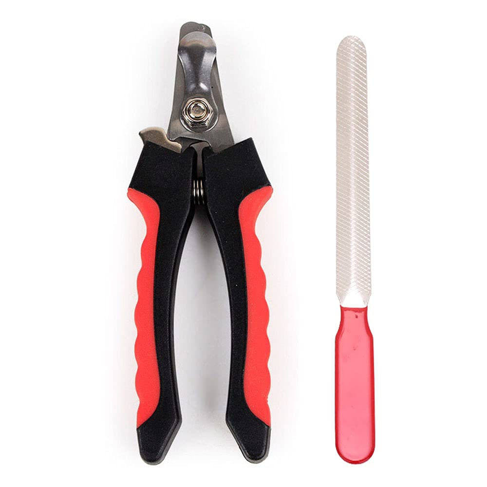ANSIEDIO Dog Cat Pets Nail Clippers and Trimmers with Nail File and Safety Guard to Avoid Over Cutting, Professional Grooming Tool for Medium and Small Animals (Red)