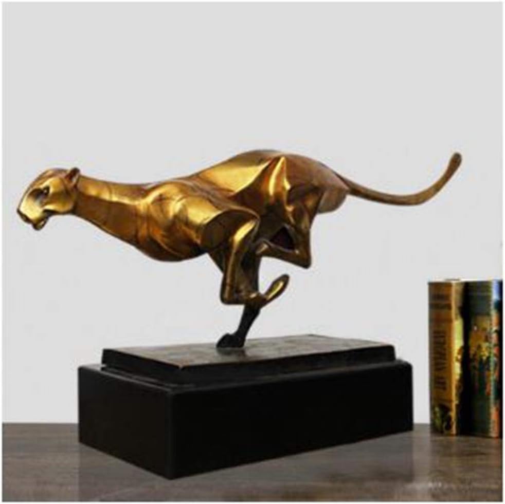 NKJWHB Tooarts Leopard Bronze Figurines Modern Metal Artificial Statue Craft Animal Sculpture for Office Home Decoration Accessories