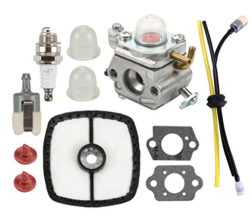Podoy ES210 Carburetor for Echo Tune-Up Kit PB-200 C1U-K78 Blower Air Filter with Primer Bulb Fuel Line Spark Plug Check Valve PB200 PB201 ES210 ES211 A021000942 A021000943 Shredder