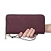 WOZEAH Women's RFID Blocking PU Leather Zip Around Wallet Clutch Large Travel Purse (wine red)