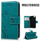 iPhone SE 5S 5G Case- MOLLYCOOCLE [Natural Luxury Blue]Stand Wallet Purse Credit Card ID Holders Magnetic Design Flip Folio TPU Soft Bumper PU Leather Ultra Slim Fit Cover for iPhone SE 5S 5G
