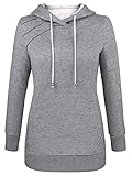 VESSOS Women's Thicken Long Sleeve Round Neck Pullover with Kangaroo Pocket Sweatshirt
