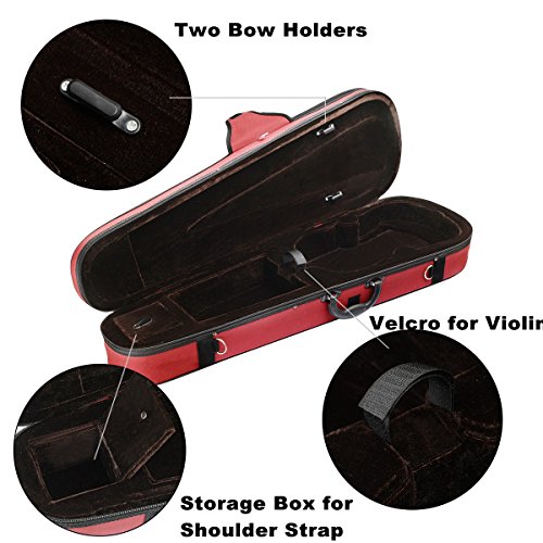 image for 4/4 Full Size Violin Case,FINO Professional Triangular Shape Violin Ha