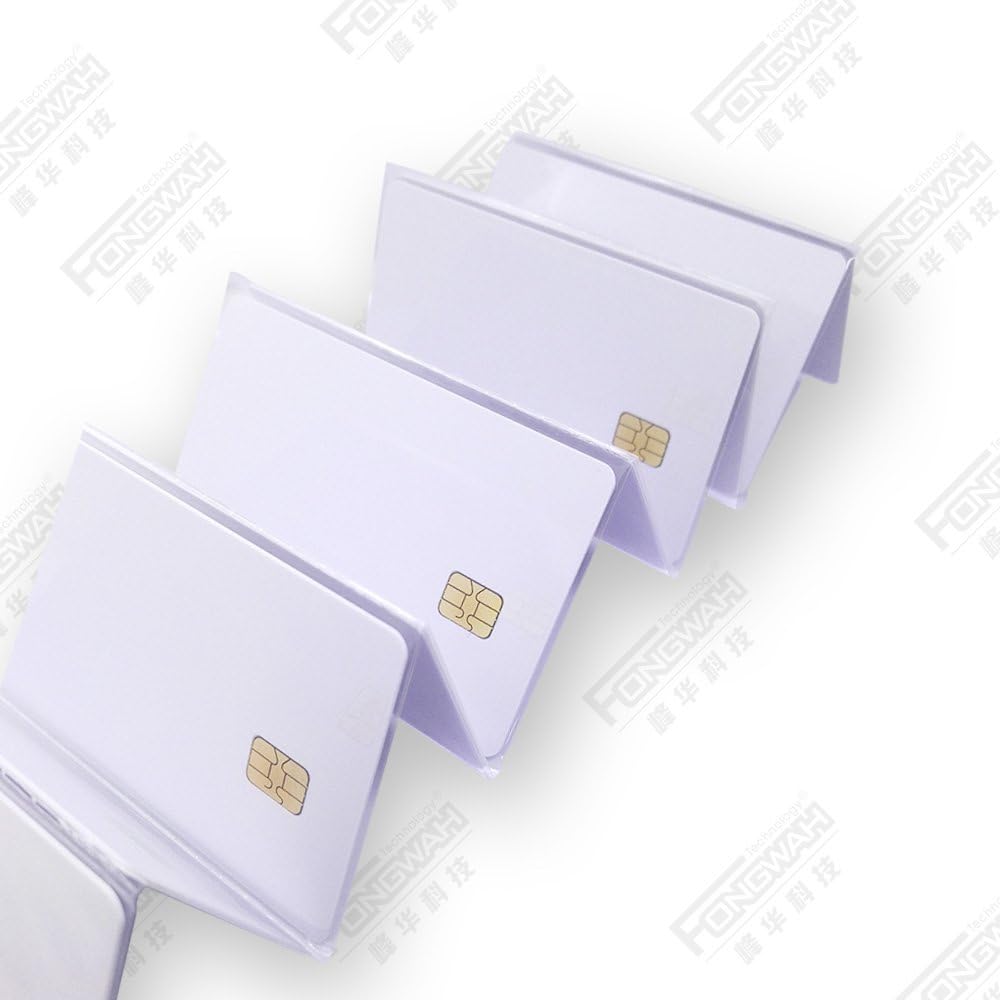 Fongwah 20 Pieces Contact Smart Cards Compiant with SLE4442 and ISO 7816 White Blank RFID Card for Access Control Systems Hotel Key Cards