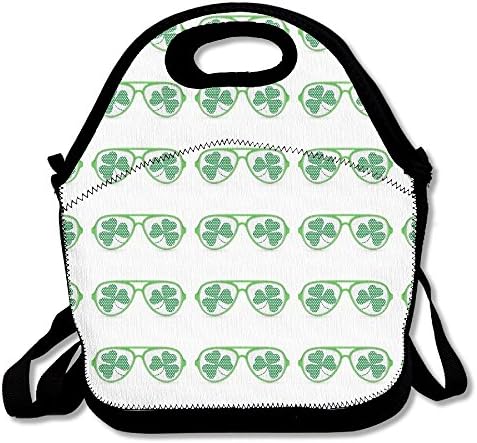 Fashion Cute Portable Multipurpose Bento Lunch Bag,Container For Women, Men, Kids,100% Polyester FiberShamrock Glasses
