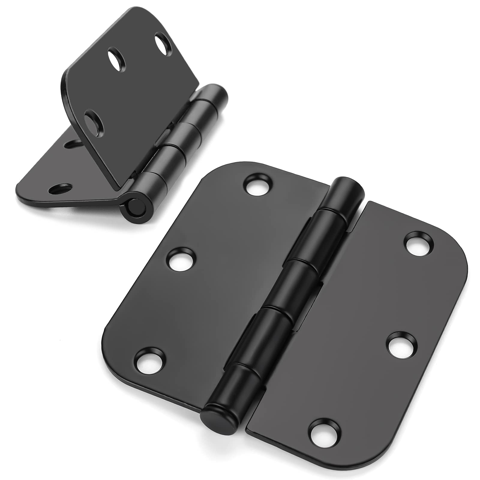 Photo 1 of Haidms 24 Pack Matte Black Door Hinges No Squeak 3.5 Inch Interior Door Hinges Rounded with 5/8" Radius Corner Removable Pin