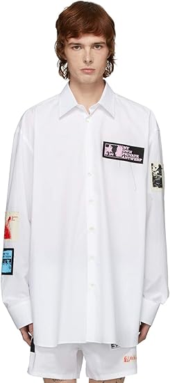 Amazon ラフ シモンズ シャツ ブラウス メンズ 白いパッチ特大シャツ Raf Simons Men S Shirt 並行輸入品 シャツ 通販