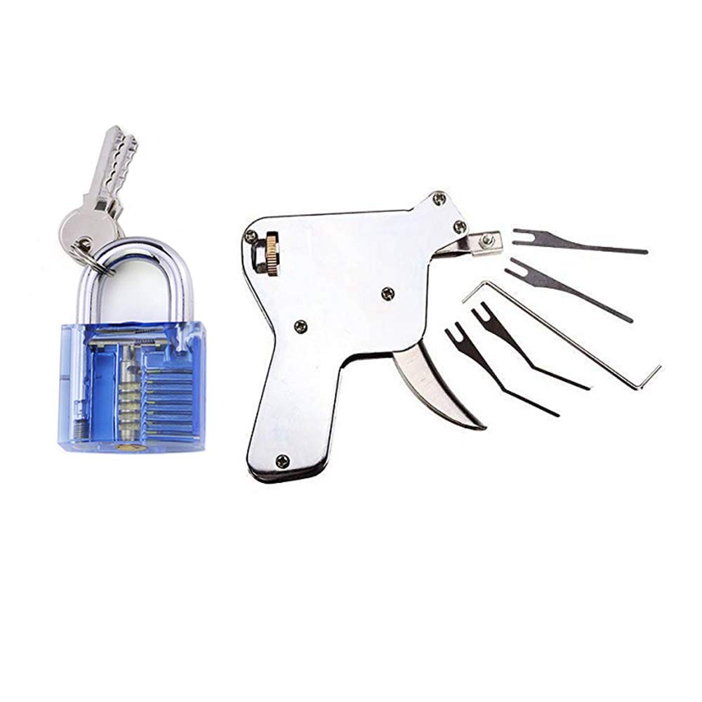 Loboo Idea Multi-Lock Pick Gun, Locksmith Door Opener Tool Kit With Blue Practice Lock & Bump Key Tools