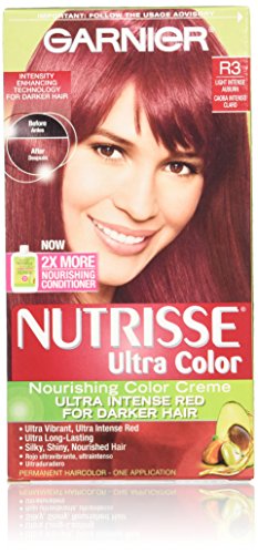 Garnier Nutrisse Ultra Color Nourishing Color Creme, R3 Light Intense Auburn, 3 Count