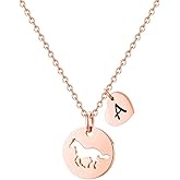 MONOOC Valentines Gifts for Kids Her Girls - Horse Necklace Gifts for Girls Horse Jewelry Necklaces Initial Necklace Jewelry Valentines Gift for Kids Her Teen Girl Women