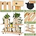 Giantex Rolling Flower Rack Wood Plant Stand on Wheels 6 Wood Shelves 12 Pots Bonsai Display Shelf Indoor Outdoor Yard Garden Patio Balcony Living Room Storage Rack Bookshelf Hollow Shelves (Natural)thumb 3