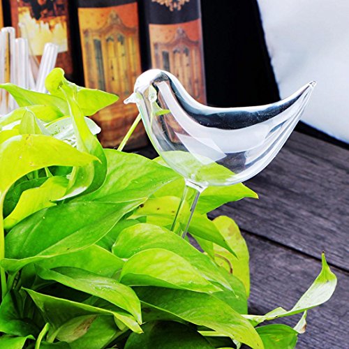 Jeeke Cute Birds Glass Plant Watering Devices Automatic Watering Can, 2 Pcs (Clear, 2 Pcs)